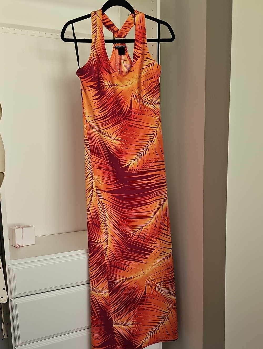 Tropical Maxi Dress in Orange & Red